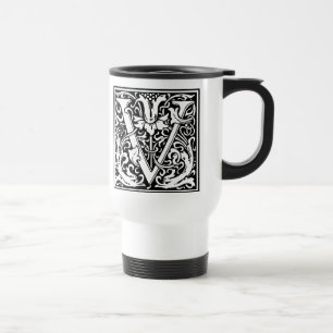 Caneca Térmica Letra V Monograma Medieval Art Nouveau