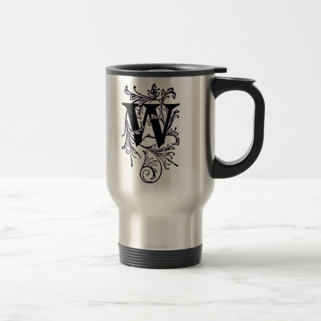 Caneca Térmica Letra 'W' Embalada em Vinhas Roxas - Mug (Direita)