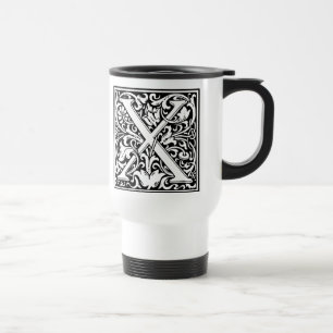 Caneca Térmica Letra X Monograma Medieval Art Nouveau