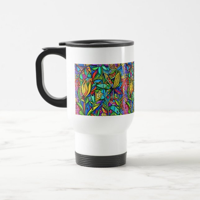 Caneca Térmica Leuchtende dekorative Blumen (Esquerda)