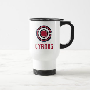 Caneca Térmica Liga da Justiça  Símbolo Cyborg de pincel e meio
