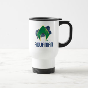 Caneca Térmica Liga da Justiça  Símbolo de Aquaman Pincel e Mei