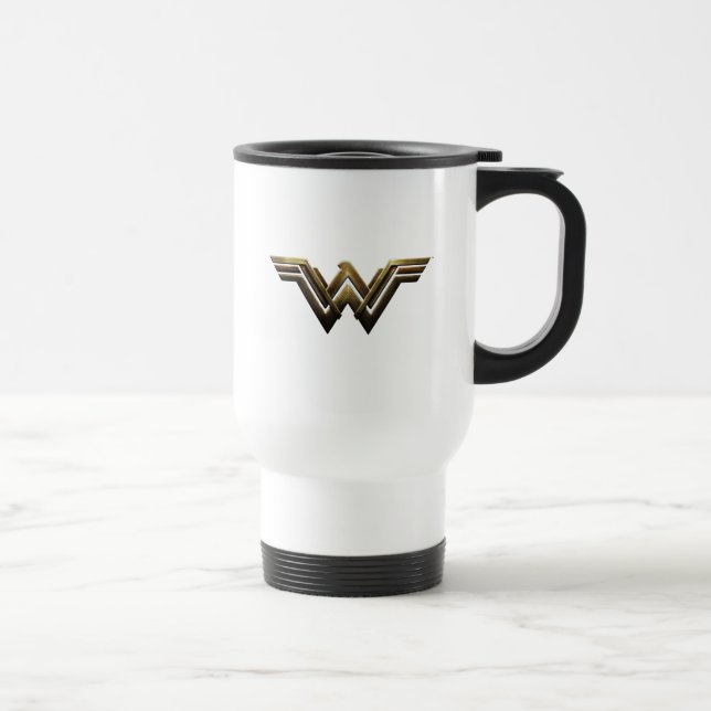 Caneca Térmica Liga da Justiça | Símbolo de Mulher Maravilha Metá (Direita)