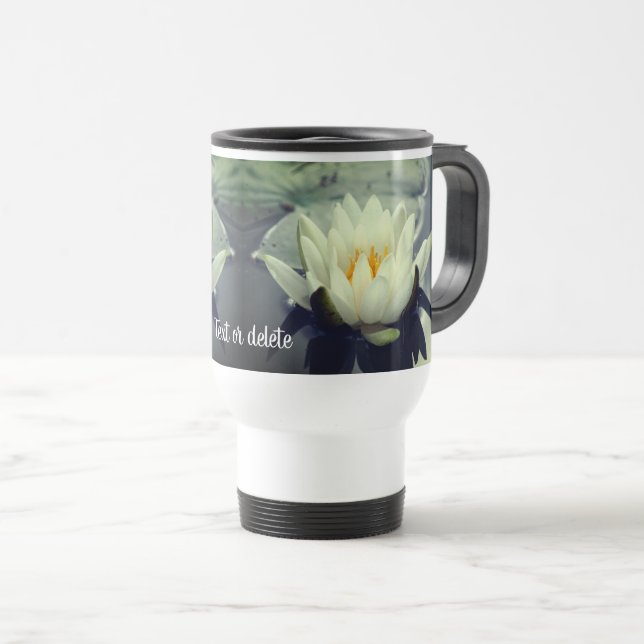 Caneca Térmica Lily Lotus Branca Personalizada (Frente Esquerda)