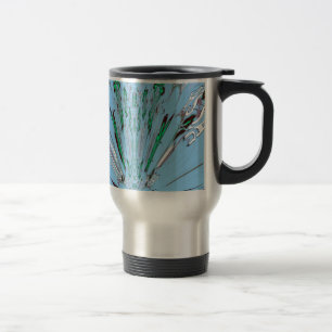 Caneca Térmica Linda Arte de Motivo Floral Azul Água Maravilhosa