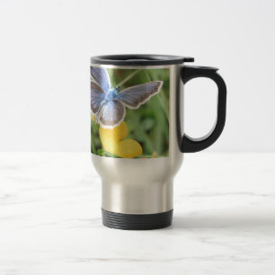 Caneca Térmica Linda Borboleta Azul e Branca