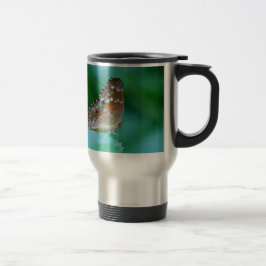 Caneca Térmica Linda Borboleta Danaus Plexippus na Folha.