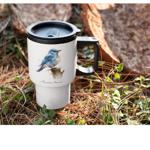 Caneca Térmica Lindíssimo Pequeno Azulinho da Montanha em Aquarel