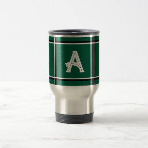 Caneca Térmica Lindo Desenho Quadrado Inicial Decorativo em Verde