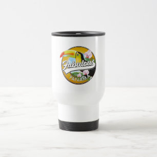 Caneca Térmica Lindo logotipo retrô do Panamá Cartaz de Postal em