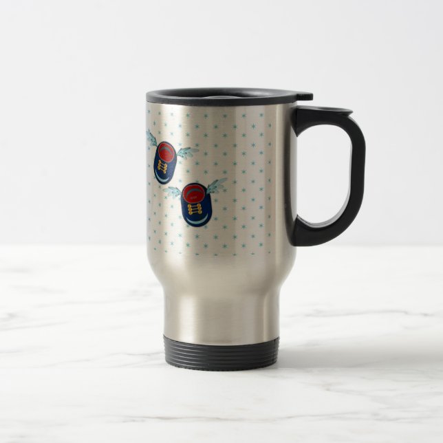 Caneca Térmica Lindos sapatos voadores alados em azul e vermelho (Direita)