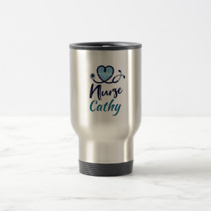 Caneca Térmica Linha de Vida Fofa Enfermeira Coração Azul Persona