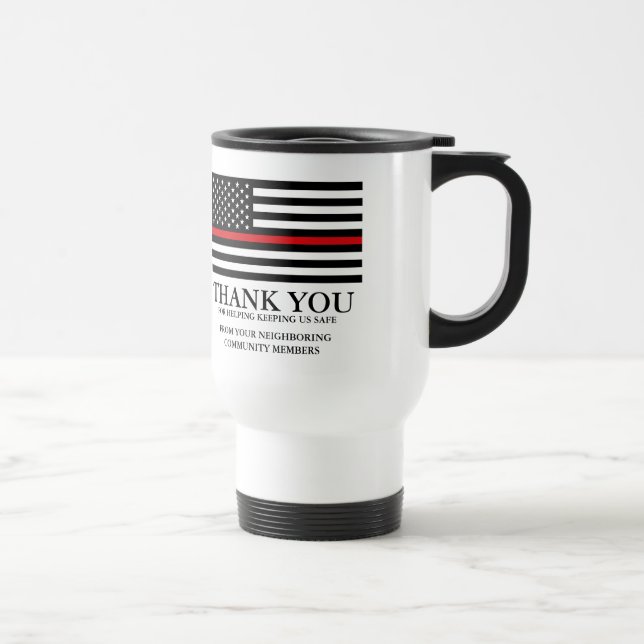 Caneca Térmica Linha vermelha fina obrigado feito sob encomenda (Direita)