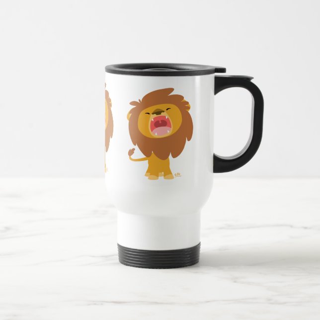 Caneca Térmica Lion de Viagem ao trabalho de pintura de leão gira (Direita)