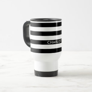 Caneca Térmica Listra preto e branco luxuosa personalizada da