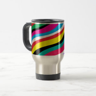 Caneca Térmica Listras de onda psicodélicas multicoloridas