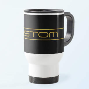 Caneca Térmica Listras de texto e linha dourada modernas e elegan