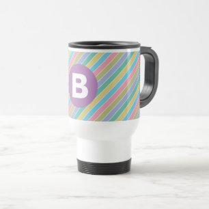 Caneca Térmica Listras Diagonais Coloridas de Doce Roxo Monograma