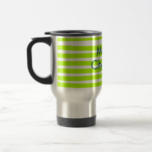 Caneca Térmica Listras retro neon verde amarelo adicionam nome lo