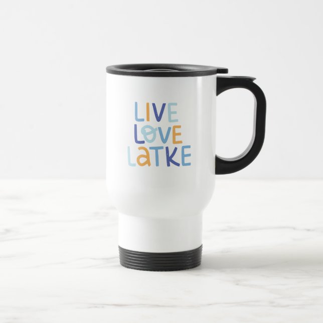 Caneca Térmica Live Love Latke Hanukkah Design (Direita)