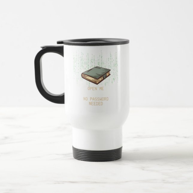 Caneca Térmica Livro Antigo com Cotação de Código Binário para Ge (Esquerda)