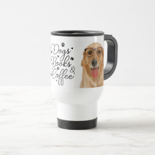 Caneca Térmica Livros Lendo Café Cachorro Golden Retriever