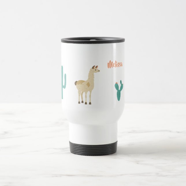 Caneca Térmica Llama e cacto em branco adicione um nome (Centro)