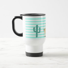 Caneca Térmica Llama e cacto em faixas verdes e brancas