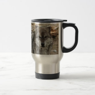 Caneca Térmica lobo animal rosto olhos canino floresta zoológico 