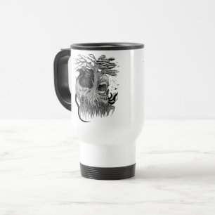 Caneca Térmica Lobo e Corvo com Caveira