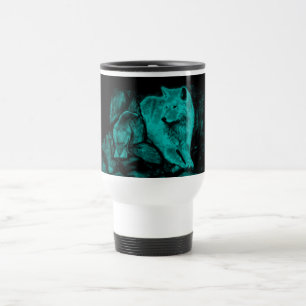 Caneca Térmica Lobo e corvo na noite