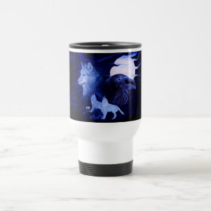 Caneca Térmica Lobo e Raven com lua de cheio