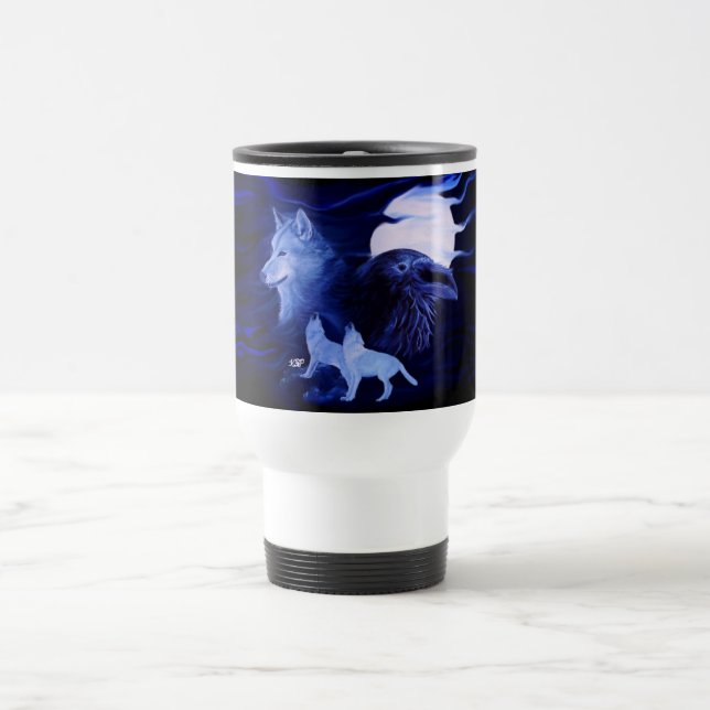 Caneca Térmica Lobo e Raven com lua de cheio (Centro)