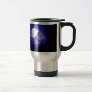 Caneca Térmica Lobo, Lua e Noite Azul