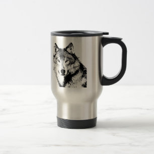 Caneca Térmica Lobo Negro e Branco