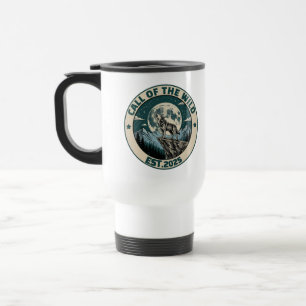 Caneca Térmica Lobo Uivando Vintage Sob a Lua Cheia na Selva