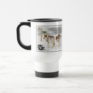 Caneca Térmica Lobos na Pintura da Neve - Arte Original da Vida S