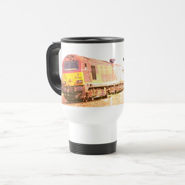 Caneca Térmica Locomotiva Vintage diesel, personalizada, seu nome (Frente Esquerda)