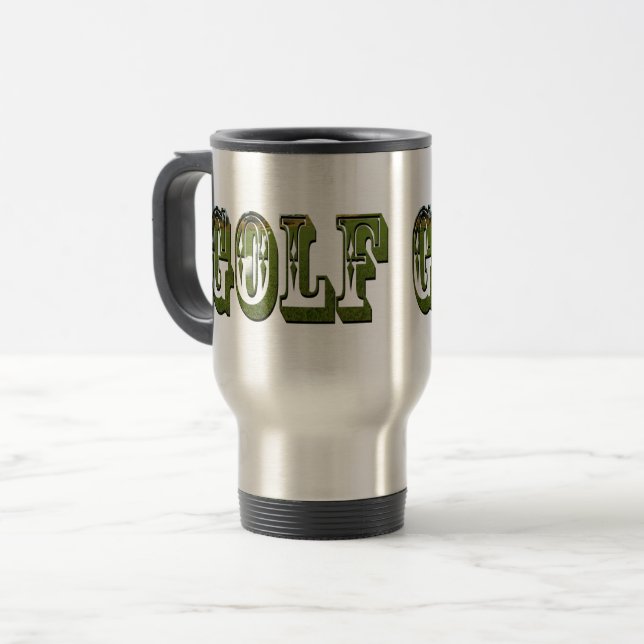 Caneca Térmica Logotipo de Golfe Verde, (Frente Esquerda)