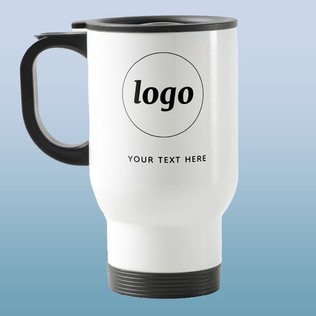 Caneca Térmica Logotipo e Texto simples para empresa (Logo custom text business promotional travel mug)