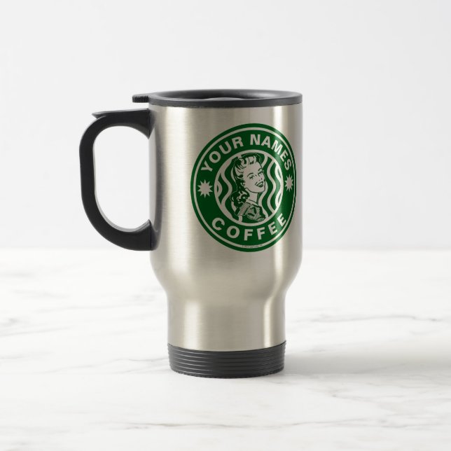 Caneca Térmica Logotipo emblema verde personalizado Compro café M (Esquerda)