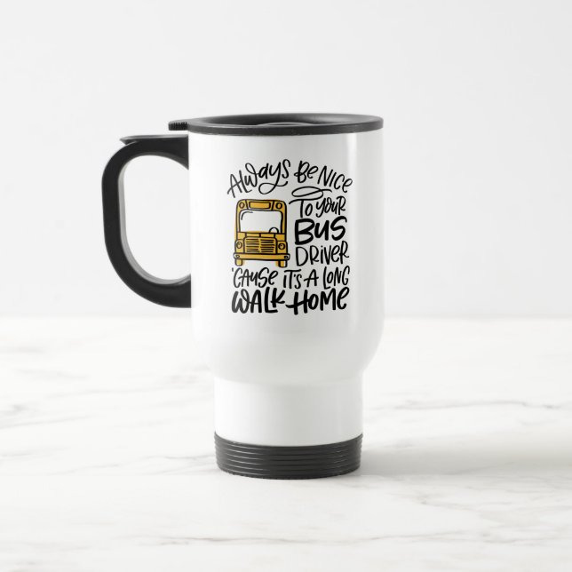 Caneca Térmica Longa Caminhada Para Casa Humorosa Ônibus Escolar (Esquerda)