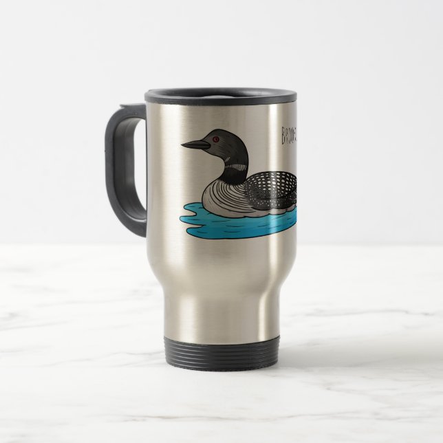 Caneca Térmica Loon bird cartoon illustration  (Frente Esquerda)