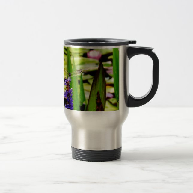 Caneca Térmica Lótus de Dragfly e flor púrpura (Direita)