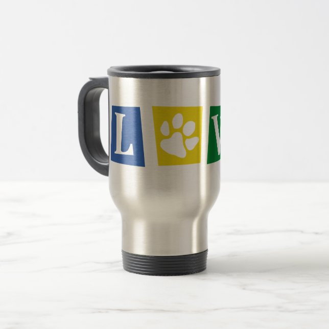 Caneca Térmica Love Paw Retro (Frente Esquerda)