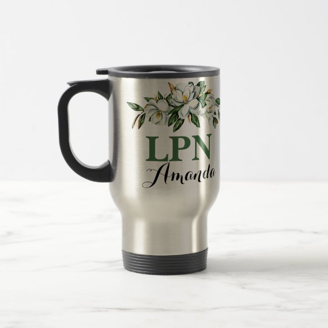 Caneca Térmica LPN Watercolor Floral Greenery Magnolia Graduação (Esquerda)
