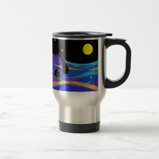 Caneca Térmica Lua e nadador da noite das estrelas (Direita)