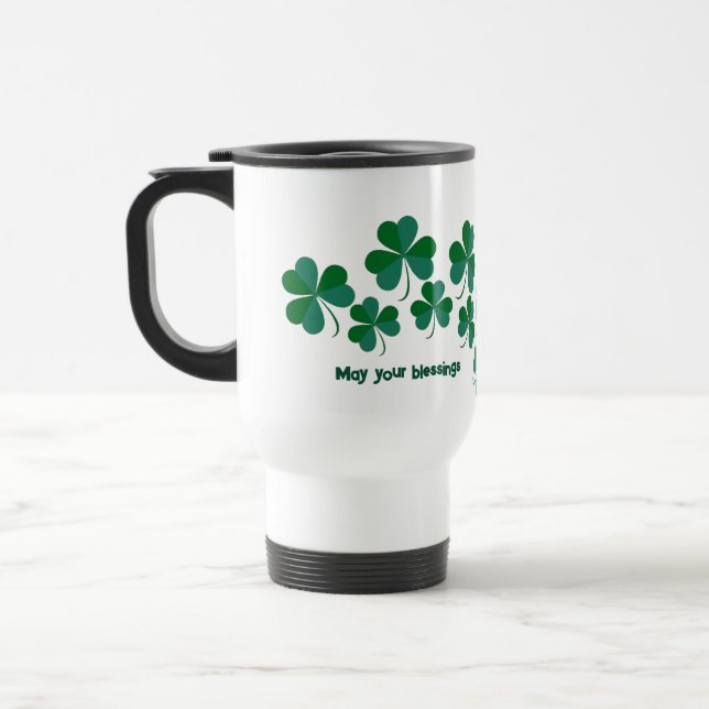 Caneca Térmica Lucky Green Shamrocks Abençoa o Dia de São Patríci (Esquerda)