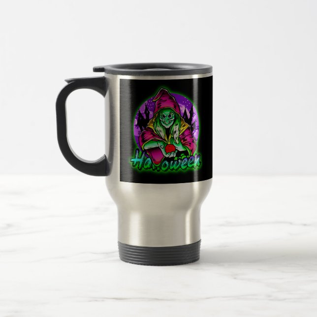 Caneca Térmica Maçã de Chapéu Mágico de Bruxa Verde Spooky (Esquerda)
