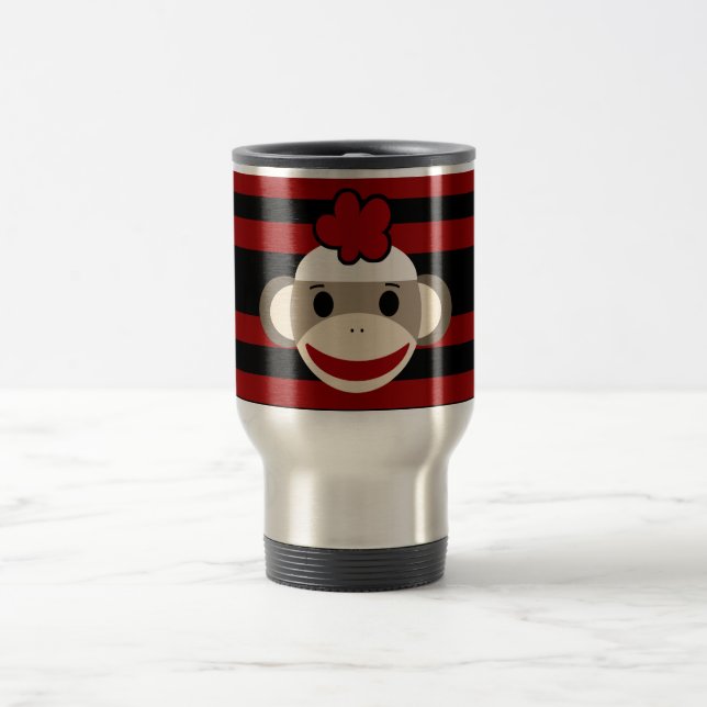Caneca Térmica Macaco-macaco-meia-gata-vermelha e preta (Centro)